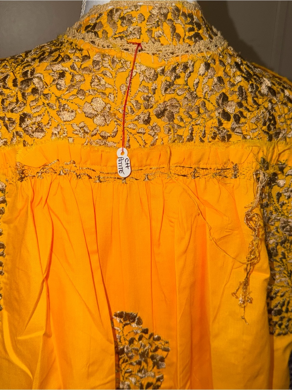 Authentic San Antonino Hand Embroidered Silk Traditional Mexican Maxi Dress - Picture 11 of 13